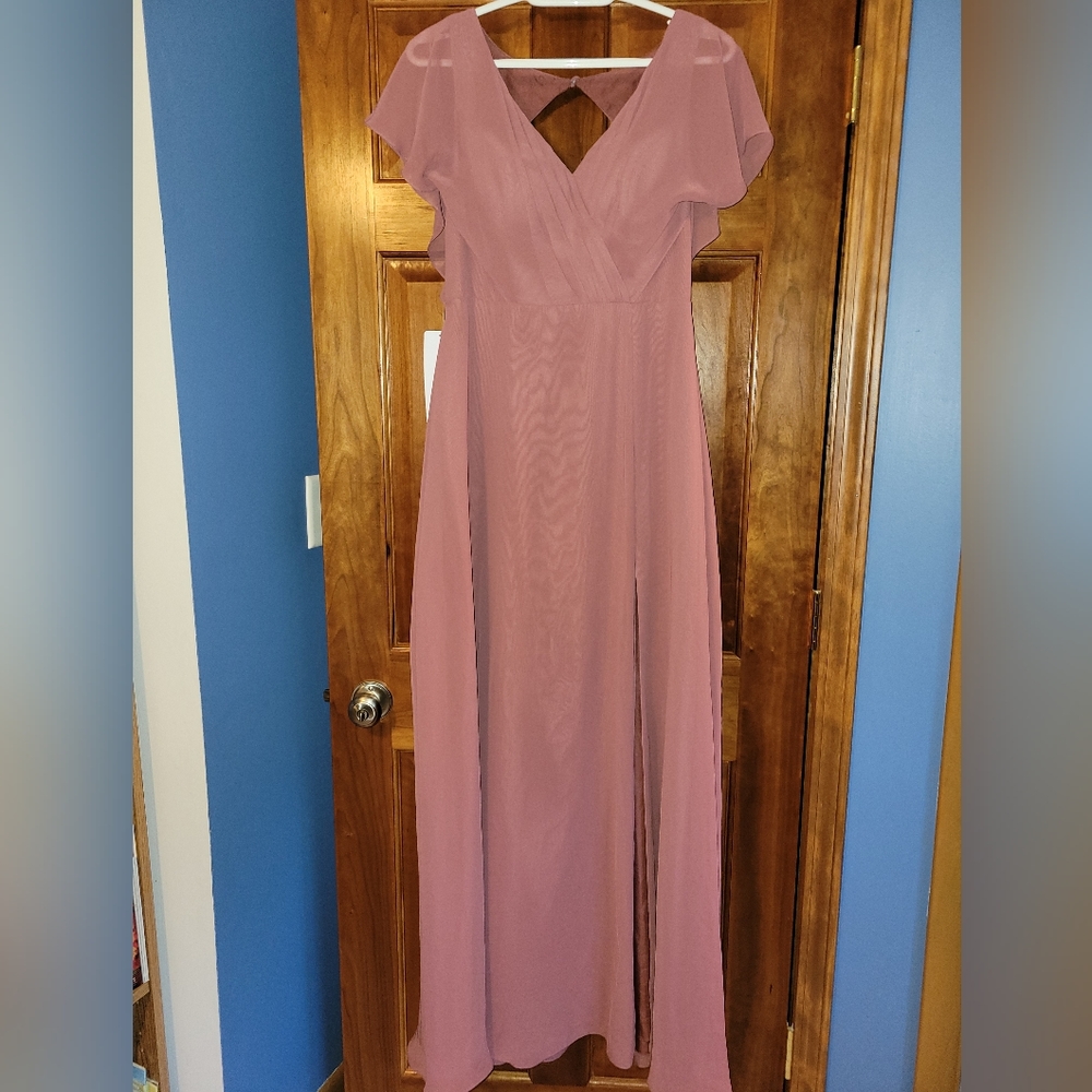 Azazie Rylee Bridesmaid Dress Size 8 Desert Rose - Picture 8 of 15